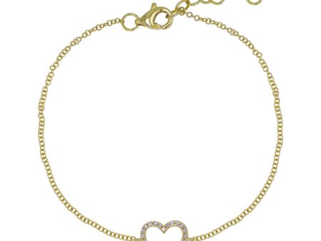 14k Gold Open Heart Diamond Bracelet on Sale