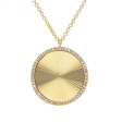 14k Yellow Gold Lines   Fluted Disc Diamond Necklace Hot on Sale