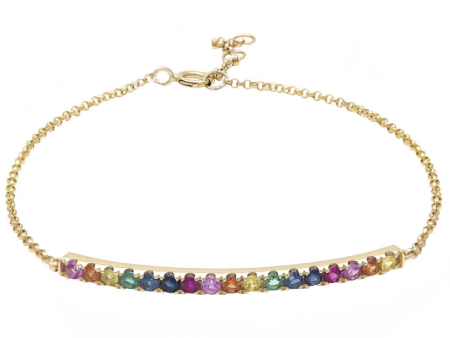 14k Gold Rainbow Bar Bracelet Online Hot Sale