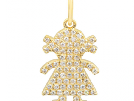 14k Yellow Gold Diamond Girl Charm For Sale