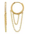 14k Yellow Gold Diamond Double Chain Huggie Earring Online Sale