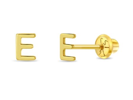 14k Gold Alphabet Screwback Studs For Cheap