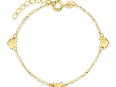 14k Yellow Gold Toddler Triple Heart Bracelet Online