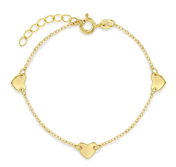 14k Yellow Gold Toddler Triple Heart Bracelet Online