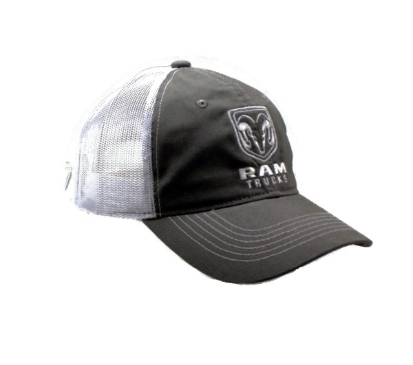 Hat - RAM Trucks Vented Trucker Style Mesh Cap Grey & White on Sale