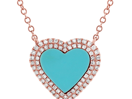 14k Gold Diamond Turquoise Sara Heart Necklace Supply