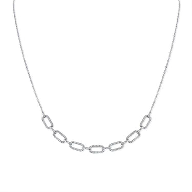 14k White Gold Diamond Link Chain Necklace Online now