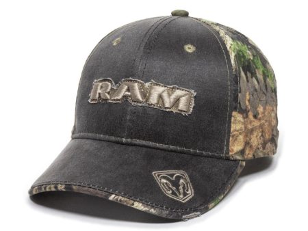 RAM Camouflage Mossy Oak Weathered Ball Cap 3-D Embroidered Applique Hat Discount