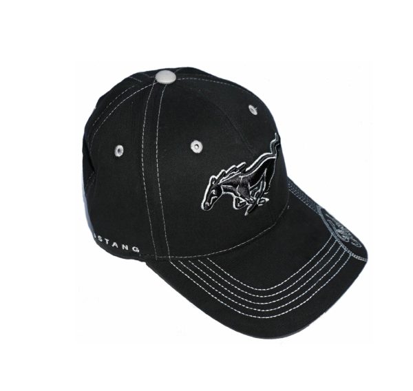 Ford Mustang Hat Black on Black Adjustable CFS Ball Cap Online Sale