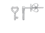 14k Gold Diamond Key to My Heart Studs For Cheap