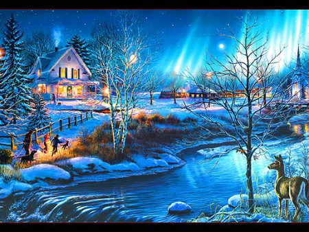 All Is Bright -Christmas - Sapphire - 24  x 44  PANEL Fashion