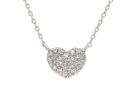 Sterling Silver Heart Single Pave Diamond Necklace Online now