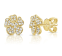 14k Gold Pave Diamond Flower Studs Online