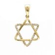 14k Gold Jewish Star Single Prong Diamond Pendant Cheap