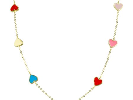 Multi Stone Rainbow Heart Necklace Online