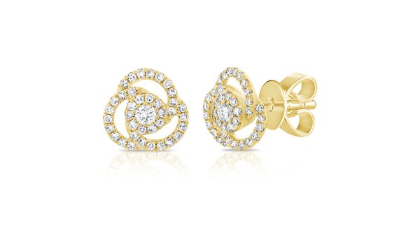 14k Gold Diamond Flower Studs Online