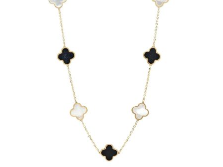 14k Yellow Gold Small Lucy Clover Enamel Necklace For Sale