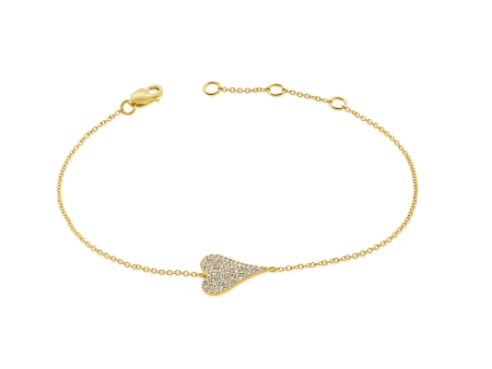 14k Gold Diamond Large Skinny Heart Bracelet Cheap