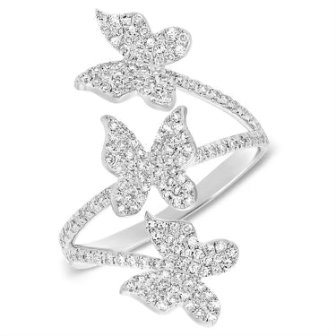 14k White Gold Diamond Butterfly Wrap Ring Online now