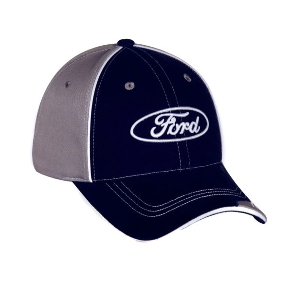 Ford Hat Oval Logo Embroidered CFS Ball Cal Navy Blue & Grey Cheap