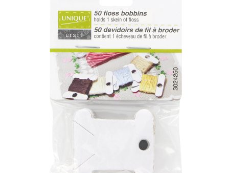 UNIQUE CRAFT Floss Bobbins Carded - 50 pcs cardboard Fashion