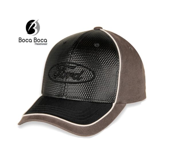 Hat - Ford Oval Grey & Black White Piping CF G1838 Supply