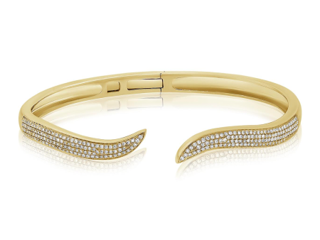 14K GOLD PAVE DIAMOND WAVE BANGLE Online Sale