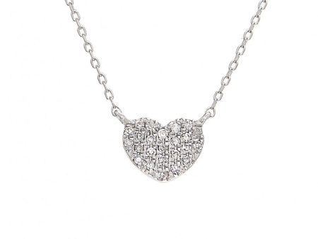 Small White Gold Pave Diamond Heart Necklace For Discount