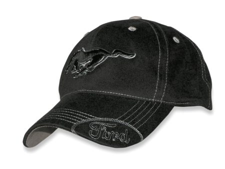 Ford Mustang Hat Black on Black Adjustable CFS Ball Cap Online Sale