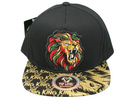 Top Level King Embroidered Lion Hip Hop Snapback Adjustable Flat Bill Hat Cap on Sale