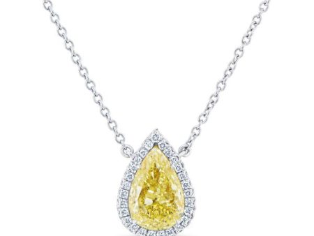 Halo Pear Shaped Yellow Diamond Pendant on Sale