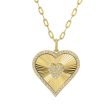 14k Yellow Gold Lines   Fluted Heart Diamond Necklace Cheap