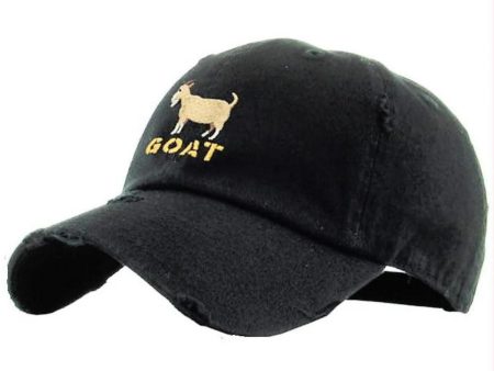 KBETHOS Goat Vintage Distressed 6 Panel Hat Black KBSV-3083V-BLK-197 For Discount