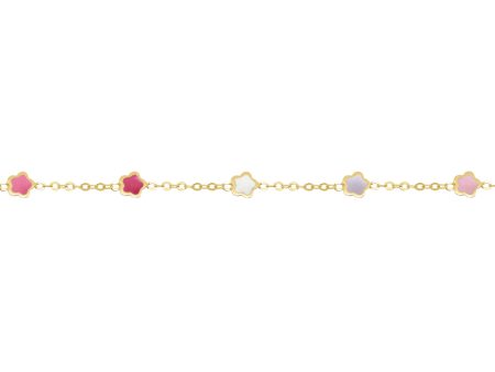 14k Yellow Flower Kids Bracelet For Sale