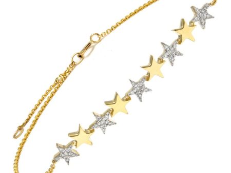 Yellow Gold Star Single Micro Pave Diamond Bracelet Online now