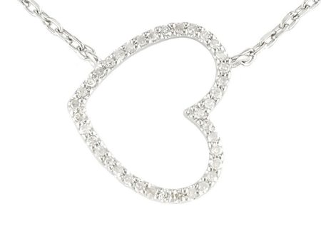 Sterling Silver Sideway Diamond Open Heart Necklace For Cheap