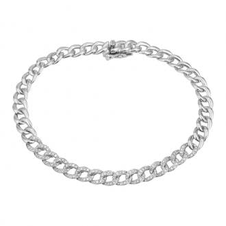 14k White Gold Diamond Cuban Link Bracelet Hot on Sale