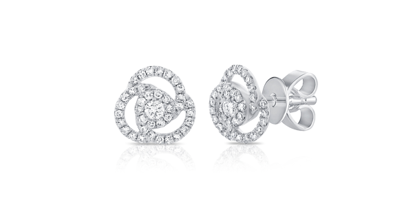 14k Gold Diamond Flower Studs Online