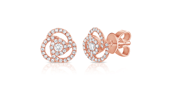 14k Gold Diamond Flower Studs Online