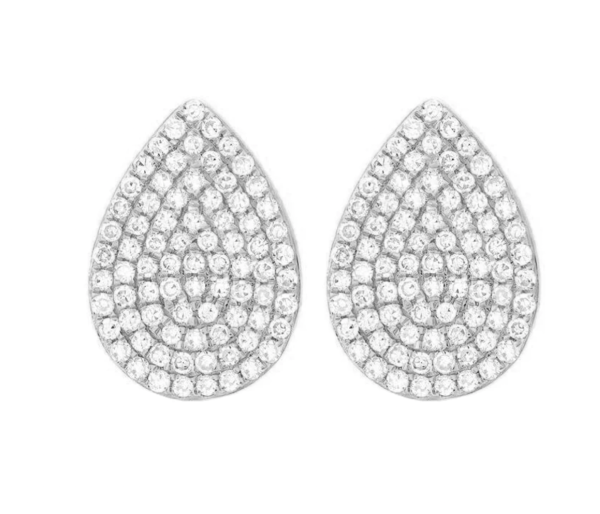 14k Gold Diamond Large Pave Pear Studs Discount