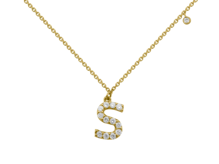 14k Gold Diamond Initial Necklace on Sale