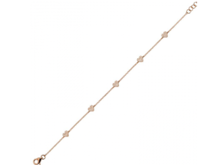 14k Rose Gold Diamond Multiple Heart Bracelet Hot on Sale