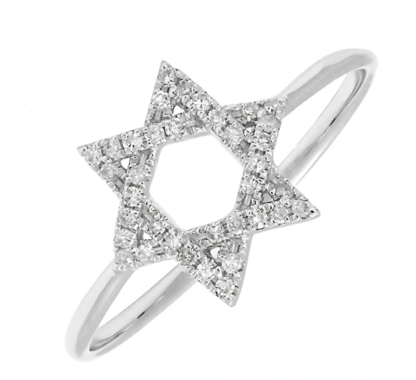 14K GOLD DIAMOND STAR of DAVID RING Fashion