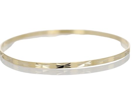 14k Gold Textured Bangle Fashion