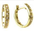 Yellow Gold Hoop Single Pave Diamond Earrings on Sale