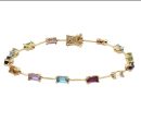 Yellow Gold Fashion Retangular Prong Multi-Gem Bracelet For Cheap