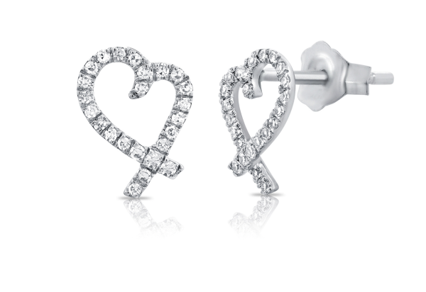 14k Gold Diamond Script Heart Stud Online Sale