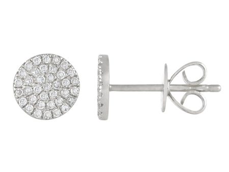 14k White Gold Mini Pave Circle Diamond Stud Earrings Online