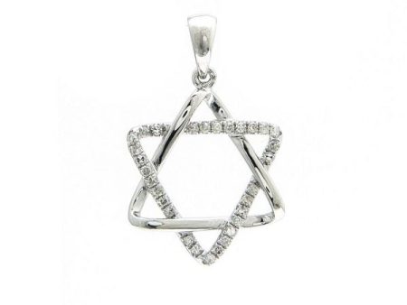 14k Gold Jewish Star Single Prong Diamond Pendant Cheap