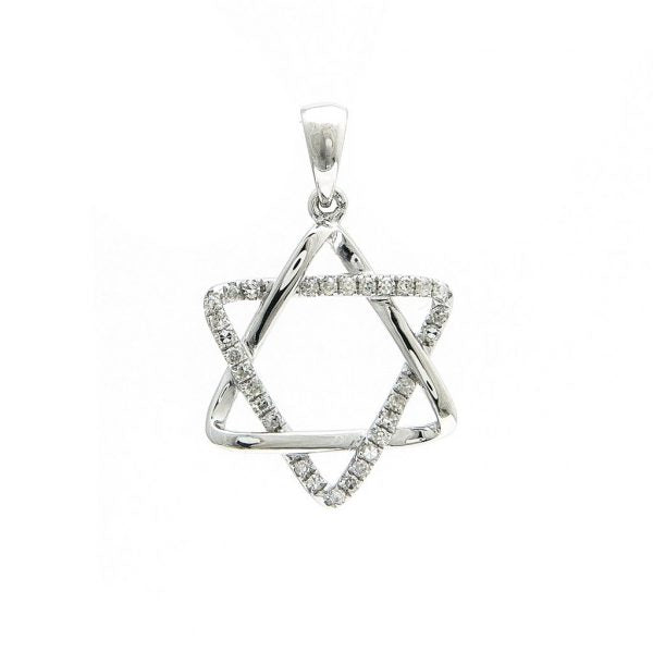 14k Gold Jewish Star Single Prong Diamond Pendant Cheap